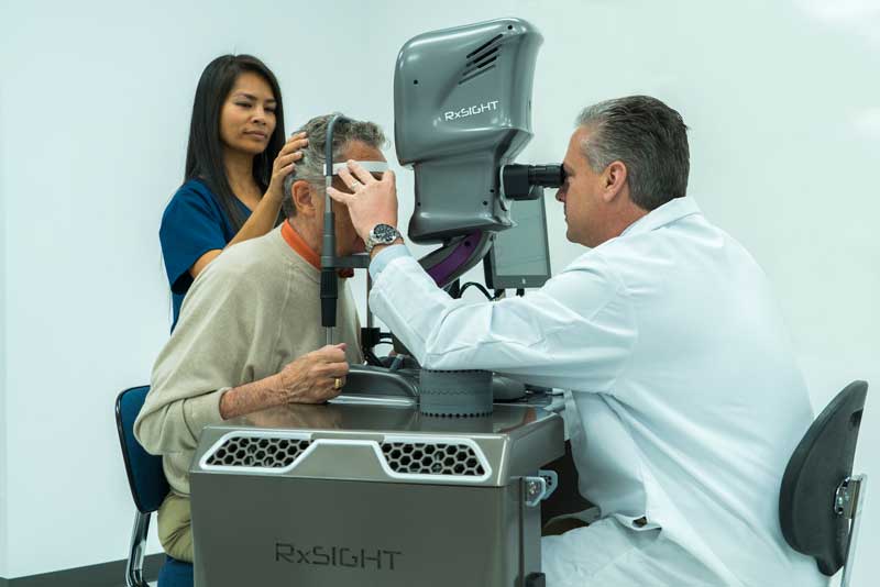 man receiving eye exam
